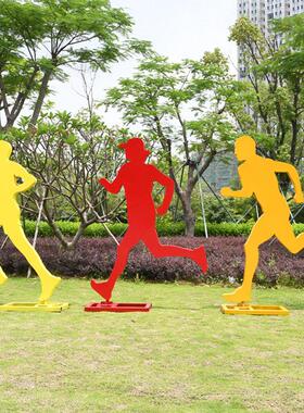 运动人奔跑人物雕像镀锌板铁艺抽象雕塑校园广场园林景观小品摆件