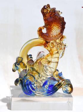 琉璃鳌鱼摆件开业送的礼物客厅电视柜玄关装饰红龙摆设收藏工艺礼