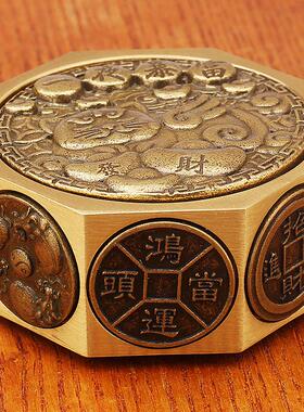 纯铜八面转手把件男士老人解压一夜暴富进宝铜制品礼黄铜摆件