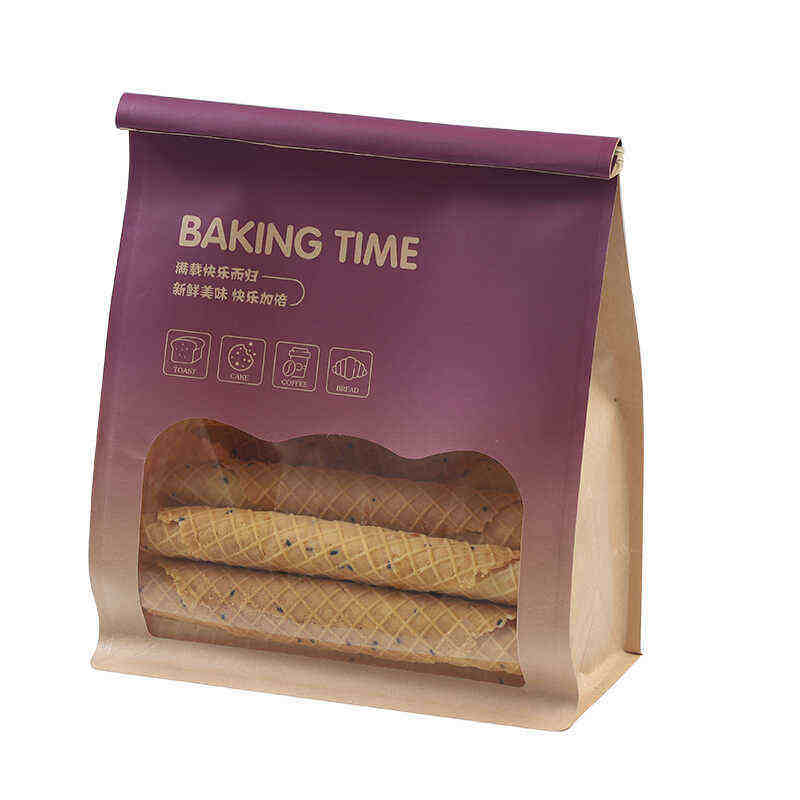 450g铁丝卷边面包袋烘焙吐司袋袋防油牛皮纸切片自封开窗八边封袋,淘宝优惠券,粉丝福利购,淘宝优惠卷