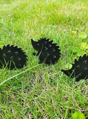 新款花园庭院铁艺装饰品插件创意园林刺猬一家金属镂空工艺品