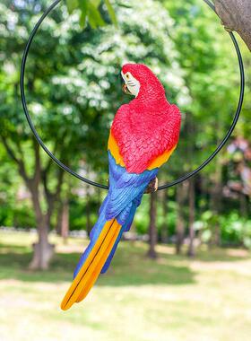 模拟鹦鹉鸟装饰品，户外庭院花园吊坠，玻璃纤维雕刻工艺品，树脂