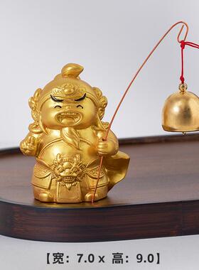 黄铜入户财神卡公仔风铃摆通饰门铃家居办公室装书房桌面工艺件品