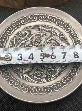 古董古玩仿古铜 白铜镀银盘子雕花龙凤碟子笔洗茶托