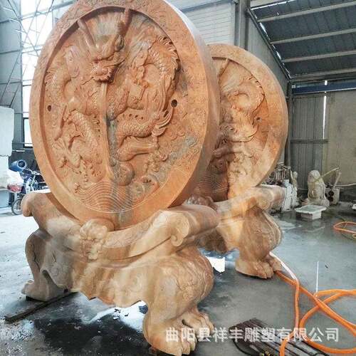 石雕影壁墙青石镂空窗花摆件庭院玄关福字壁画晚霞红花开富贵影背 - 图1