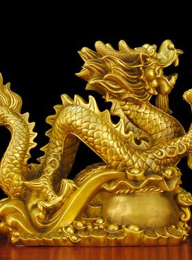 黄铜龙摆件聚宝盆金钱龙财富兴隆东南补角缺角生肖龙中国龙装饰