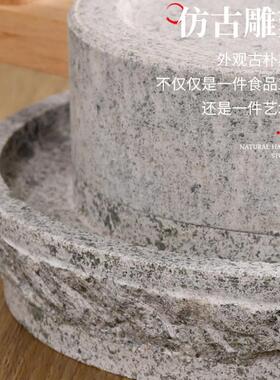 小石磨家用小型覆古豆浆豆腐幼儿园手动推磨盘机老式麻青石墨磨子
