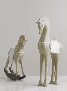 梵其美式轻奢木马雕塑艺术摆设简约北欧客厅玄关办公室桌面装饰品