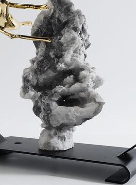 新中式创意假山微景观办公室书房太湖石摆件酒店售楼大厅装饰品