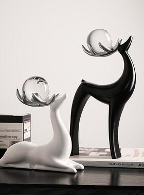 现代简约鹿摆件家饰品客厅酒居电视柜玄关创意装饰230729水设乔柜