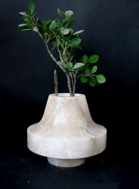 现代新中式轻奢高档云石花瓶摆件花器装饰品样板间客厅玄关软装