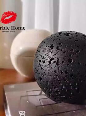 现代创意天然米黄洞石材香熏炉艾灸香炉摆放客厅简约桌面手工摆件