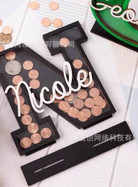 跨境热卖木制二十六 字母存钱木质趣味英文26字母 储蓄工艺品
