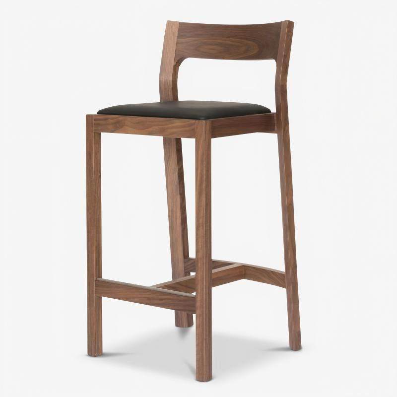 中古实木吧椅酒吧咖啡厅高脚凳设计师创意吧台椅黑胡桃木靠背椅,淘宝优惠券,粉丝福利购,淘宝优惠卷