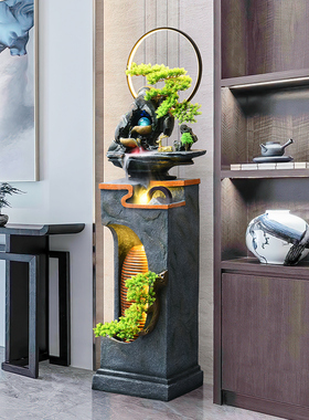 喷泉水景现代流水玄关落地摆件家居阳台客厅循环水室内装饰品大型