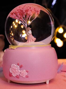 汉服女孩水晶球音乐盒摆件少女心送儿童女孩女生生日礼物创意可爱