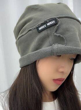 秋冬季网红时髦黑色冷帽女帽子洋气时髦月子帽产后天显脸小1009z