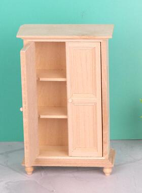 复古立式柜子双门衣柜1:12娃娃屋dollhouse迷你家具卧室微缩场景