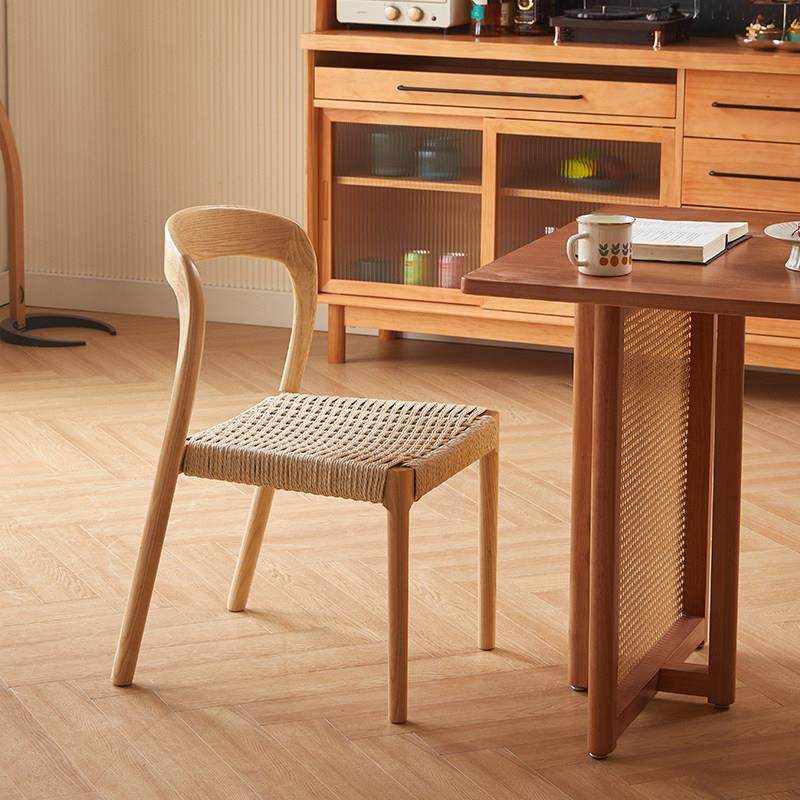 编绳餐椅实木组合北欧风格简约家用餐厅椅子靠背椅书房小户型舒适,淘宝优惠券,粉丝福利购,淘宝优惠卷