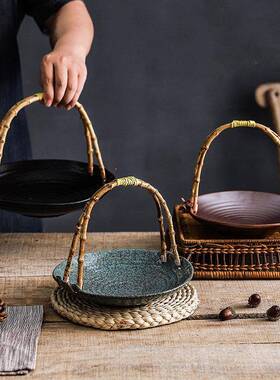 创意陶瓷盘周岁鸡蛋订婚喜蛋篮子酒店特色餐盘水果盘糕点盘子