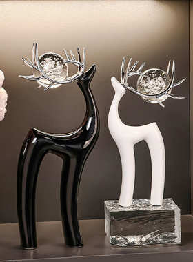 摆件小鹿轻奢高档高级感客厅酒柜电视柜家居装饰品现代艺术工艺品