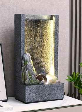 简约现代假山水幕墙流水生财摆件循环水景客厅玄关风水轮开业乔迁