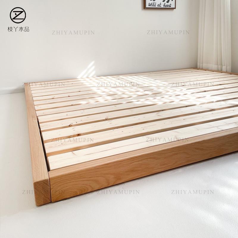 枝丫木品日式地台床全实木榻榻米床儿童床单双人组合低矮床子母床-图1