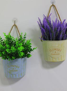 复古铁艺壁挂花器花盆吊篮花篮墙面装饰花园庭院阳台室内挂墙挂桶