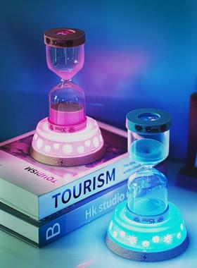 cp#49245伴睡灯沙漏计时器声控智感应卧能小夜节日创室意灯流沙摆