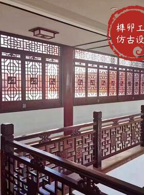 东阳木雕新中式实木花格玄关隔断墙装饰木质格栅镂空客厅屏风背景