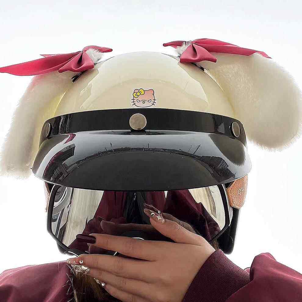可拆可爱头盔兔耳朵装饰品机车摩托电动车女骑滑雪骑行头盔配饰,淘宝优惠券,粉丝福利购,淘宝优惠卷