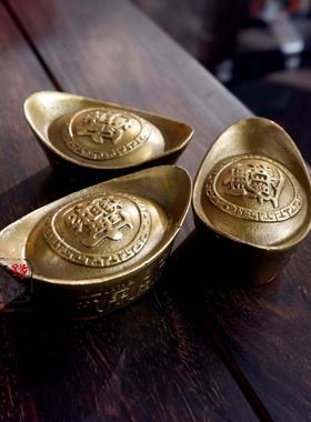 黄铜元宝摆件小号黄金万两进宝招财旺财元宝玄关家居店铺装饰品