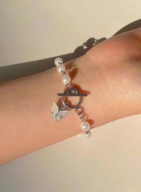 ins韩版超仙蝴蝶珍珠手链手链