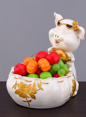 创意欧式元宝福猪储物收纳摆件卧室客厅摆设树脂工艺品家居装饰