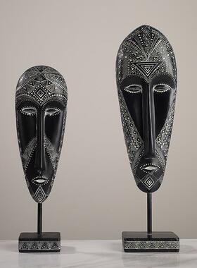 抽象复古非洲风情人脸摆件雕塑创意人物艺术品树脂家居软装饰品