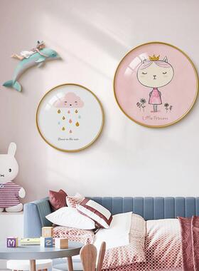 儿童房装饰画小女孩卧室床头背景墙挂画公主房间墙画墙面布置壁画