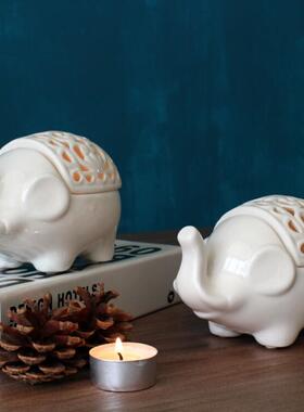 陶瓷烛台创意剪出大象客厅家装房间卧室陶瓷剪出烛台