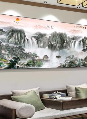 江山如画画靠山图办公室挂画画客厅沙发背景墙装饰风景字国画画山