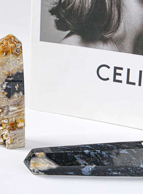 亿年木化石手把件六棱柱办公家居矿石摆件创意装饰送礼摆设印章石