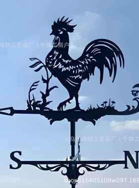 亚马逊跨境不锈钢喷漆金属风向标摆件庭院户外铁艺装饰品手工制作