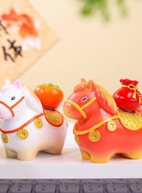 河南唐三彩小胖马洛阳文创纪念品摆件马上有钱博物馆特色伴手礼物