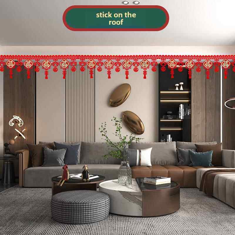 新年装饰横幅门帘乔迁室内门贴纸流苏节日客厅新年春节祝福墙贴纸,淘宝优惠券,粉丝福利购,淘宝优惠卷