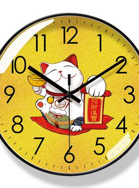 易普拉6059挂钟客厅钟表财神中式喜庆家用时钟挂表静音扫秒石英钟
