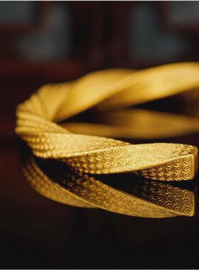 手环刚柔相济方圆錾刻手镯复古旋转实心古法传承开口越南沙男女