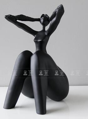 现代简约创意艺术抽象人物摆件样板房售楼部酒店客厅玄关软装饰品