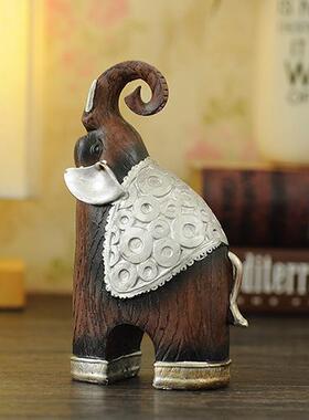 树脂工艺 品 泰式仿木母子象情婚RH9837庆佳送侣礼品摆饰厂家直销