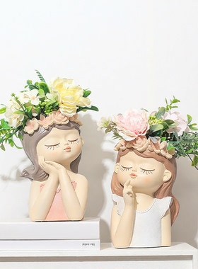 简约桌面仙女树脂花盆装饰摆件