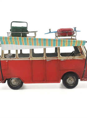 厂家直销欧式仿古铁艺巴士收藏 美式乡村家居装饰工艺品摆件酒吧