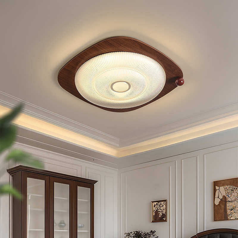 中古风卧室吸顶灯极简日式胡桃木复古高级感护眼书房主卧室房间灯,淘宝优惠券,粉丝福利购,淘宝优惠卷