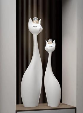 招财猫大号摆件高档客厅意式家居客厅入户玄关电视柜旁竖长装饰品